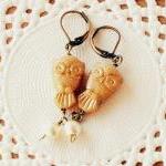 'Wisdom' 02, gold owl earri..