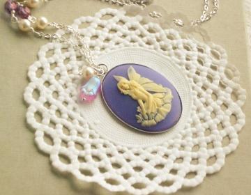  'Fairy Anya' cameo necklace - 'Treasures collection' - lilac, victorian jewelry, vintage style